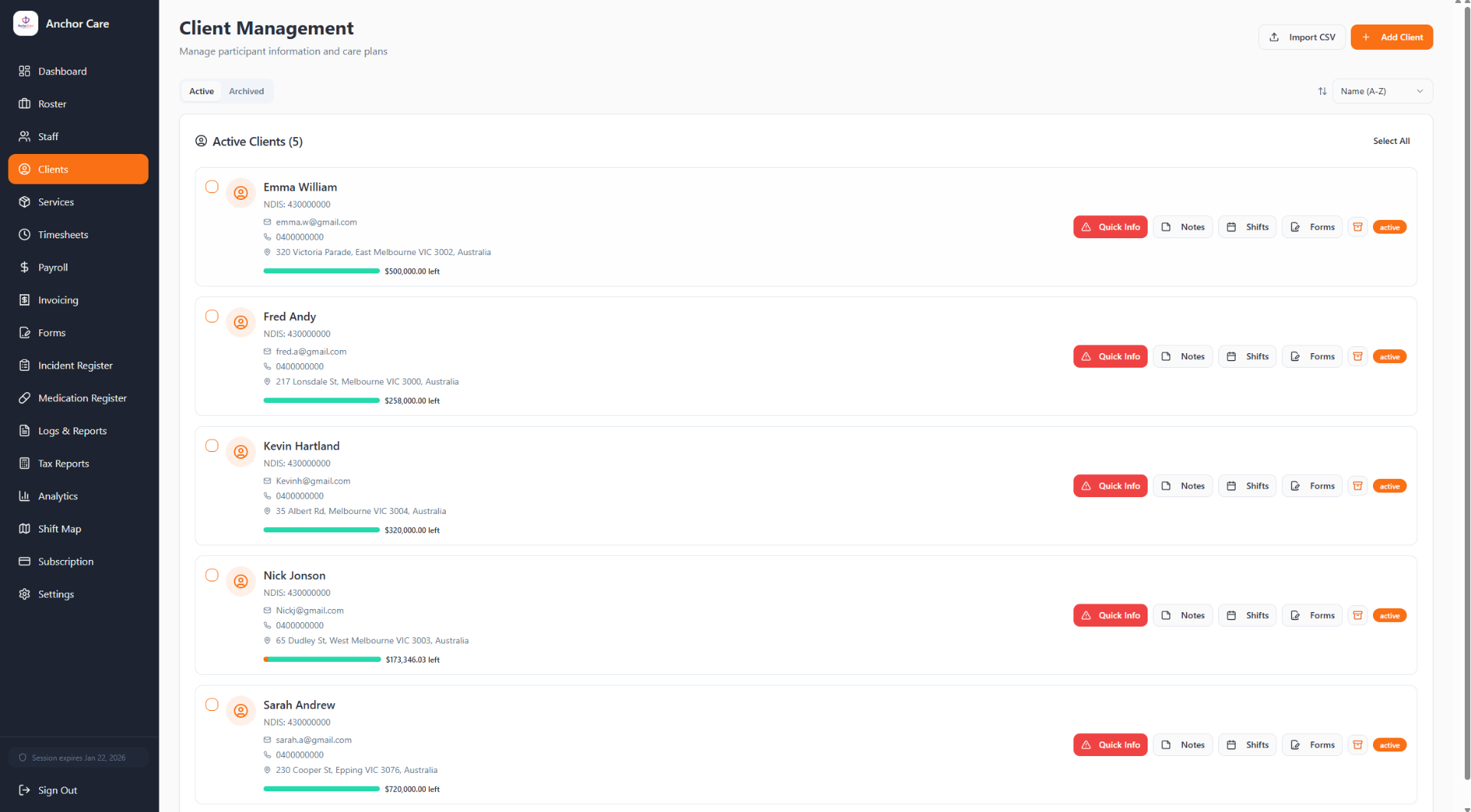 RosterRoo Client Management with Funding Tracker
