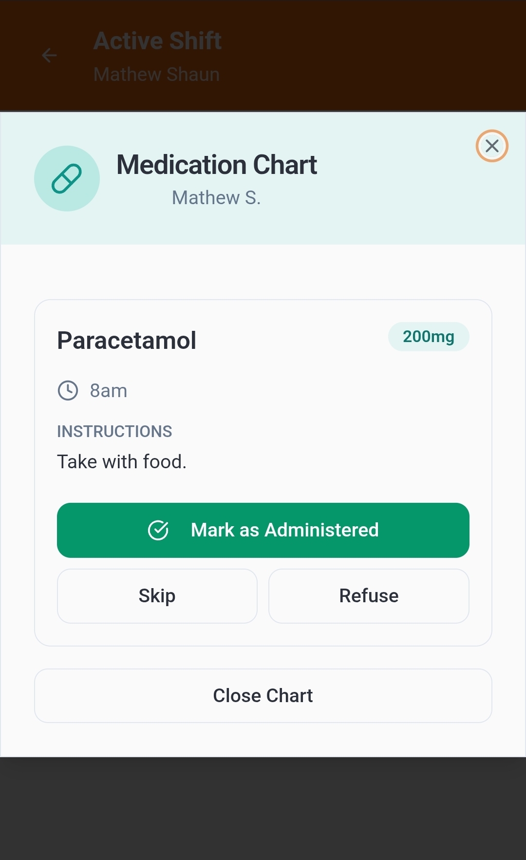 RosterRoo Medication Chart